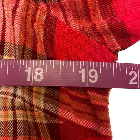 Old Navy Red Plaid Long Sleeve Flannel Button Down‎ Top Sz M - Picture 11 of 13
